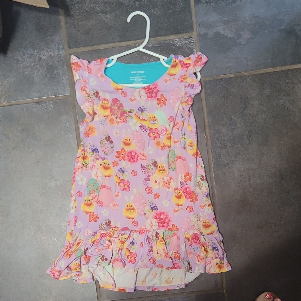 Posh Peanut Pink Floral Dress With Chickens/Eggs - Easter Edition Size 4T BAMBOO